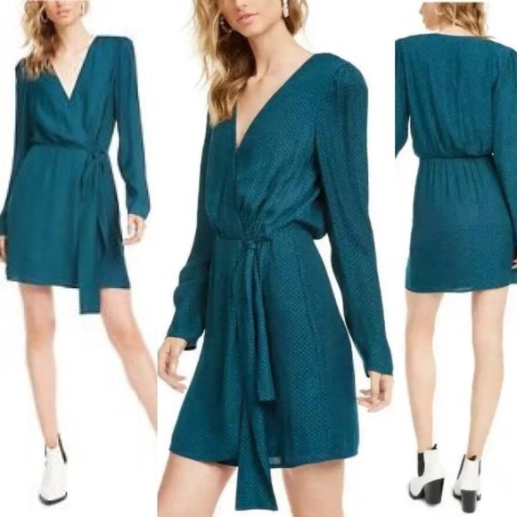 Leyden New With Tags Women’s Green Dotted Mini Wrap Dress Size XL - Picture 1 of 15
